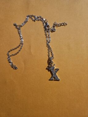 Silver Initial 'X' Pendant Necklace - Unbranded
